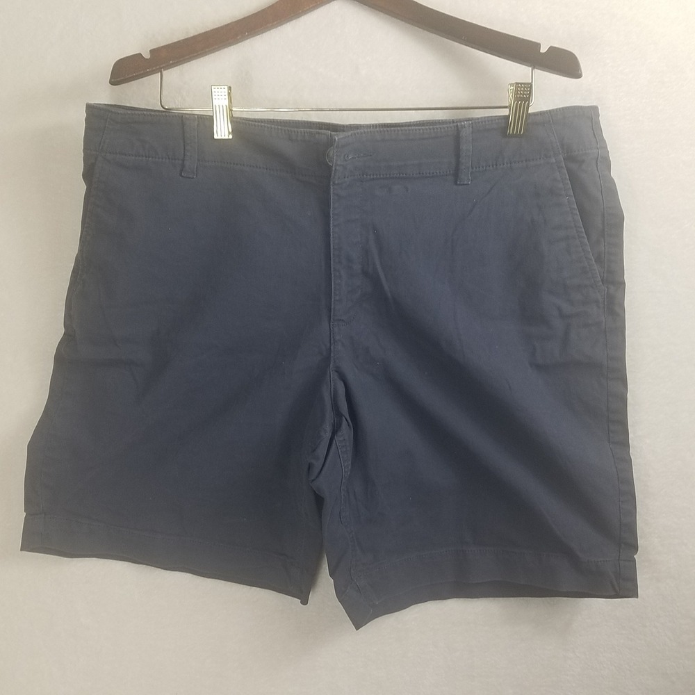 LOFT Outlet Chino Shorts Womens 16 Navy Blue Excellent Stretch Mid Rise Cotton